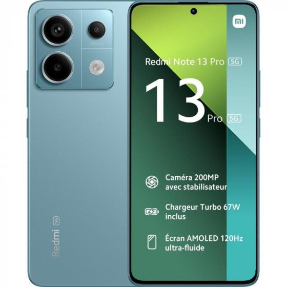Smartphone xiaomi redmi note 13 pro nfc 8gb/ 256gb/ 6.67'/ 5g/ verde azulado